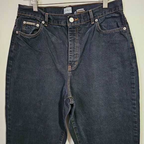 EUC CK CALVIN KLEIN JEANS DARK WASH HIGH RISE TAPER JEANS SIZE 16 - Picture 5 of 14